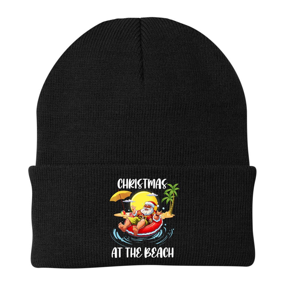 Christmas At The Beach Santa Summer Vacation Beach In July Beanie