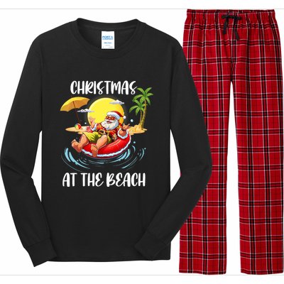 Christmas At The Beach Santa Summer Vacation Beach In July Long Sleeve Pajama Set