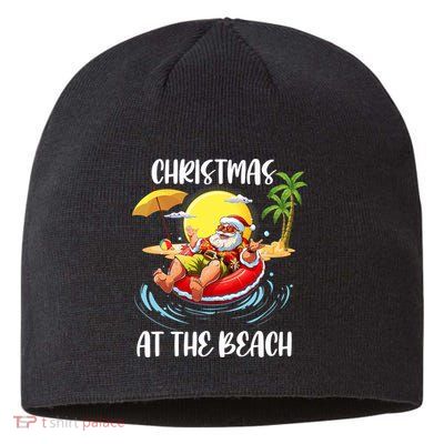 Christmas At The Beach Santa Summer Vacation Beach In July Sustainable Beanie