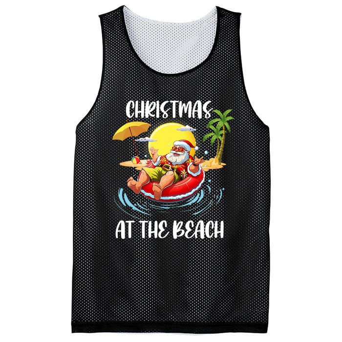 Christmas At The Beach Santa Summer Vacation Beach In July Mesh Reversible Basketball Jersey Tank