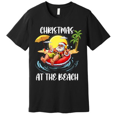 Christmas At The Beach Santa Summer Vacation Beach In July Premium T-Shirt