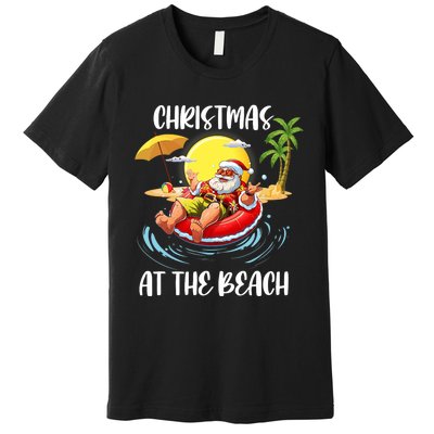 Christmas At The Beach Santa Summer Vacation Beach In July Premium T-Shirt