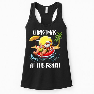 Christmas At The Beach Santa Summer Vacation Beach In July Womens Tank Top