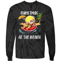 Christmas At The Beach Santa Summer Vacation Beach In July Tie-Dye Long Sleeve Shirt