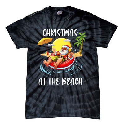 Christmas At The Beach Santa Summer Vacation Beach In July Tie-Dye T-Shirt