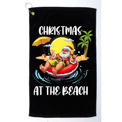 Christmas At The Beach Santa Summer Vacation Beach In July Golf Towel