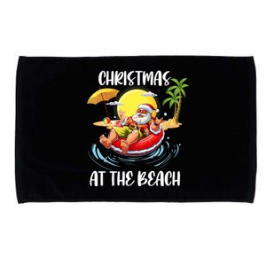 Christmas At The Beach Santa Summer Vacation Beach In July Microfiber Hand Towel