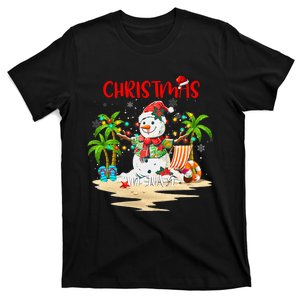 Christmas At The Beach Snowman Summer Vacation Beach In July T-Shirt