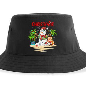 Christmas At The Beach Snowman Summer Vacation Beach In July Sustainable Bucket Hat