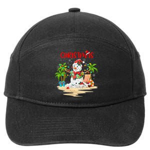 Christmas At The Beach Snowman Summer Vacation Beach In July 7-Panel Snapback Hat