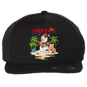 Christmas At The Beach Snowman Summer Vacation Beach In July Wool Snapback Cap