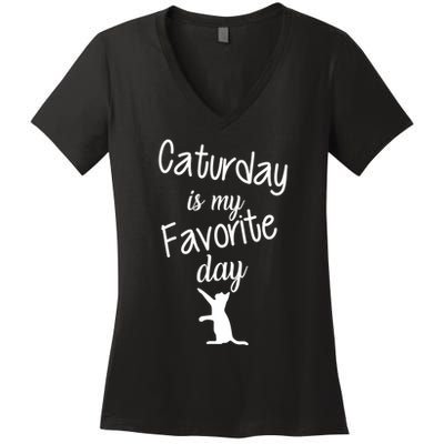 Caturday Is My Favorite Day Women's V-Neck T-Shirt