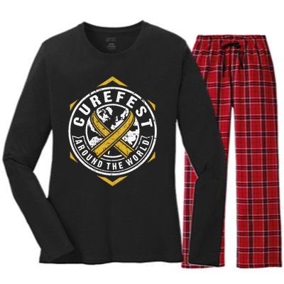 CureFest Around The World Hexagon Design Women's Long Sleeve Flannel Pajama Set 