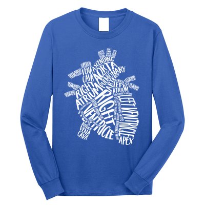 Cardiac Anatomic Typography Heart Cardiology Nurse Doctor Funny Gift Long Sleeve Shirt