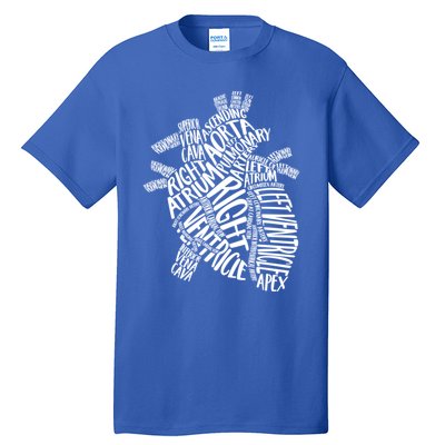 Cardiac Anatomic Typography Heart Cardiology Nurse Doctor Funny Gift Tall T-Shirt