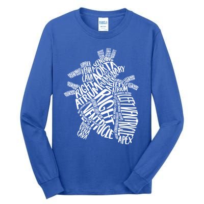 Cardiac Anatomic Typography Heart Cardiology Nurse Doctor Funny Gift Tall Long Sleeve T-Shirt