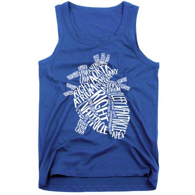 Cardiac Anatomic Typography Heart Cardiology Nurse Doctor Funny Gift Tank Top