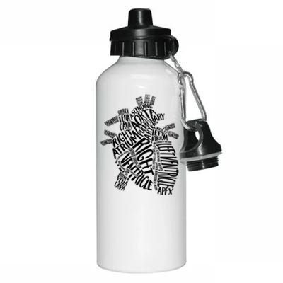 Cardiac Anatomic Typography Heart Cardiology Nurse Doctor Funny Gift Aluminum Water Bottle