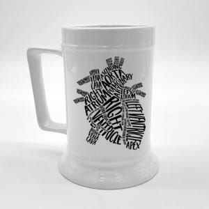 Cardiac Anatomic Typography Heart Cardiology Nurse Doctor Funny Gift Beer Stein