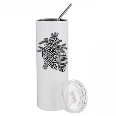 Cardiac Anatomic Typography Heart Cardiology Nurse Doctor Funny Gift Stainless Steel Tumbler