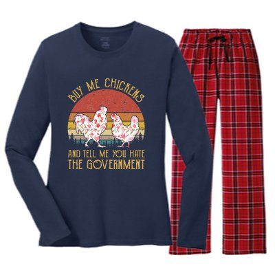 Chickens And Tell Me You Hate The Government Women's Long Sleeve Flannel Pajama Set 