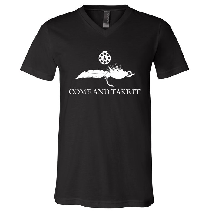 Come And Take It Fly Fishing Lure V-Neck T-Shirt