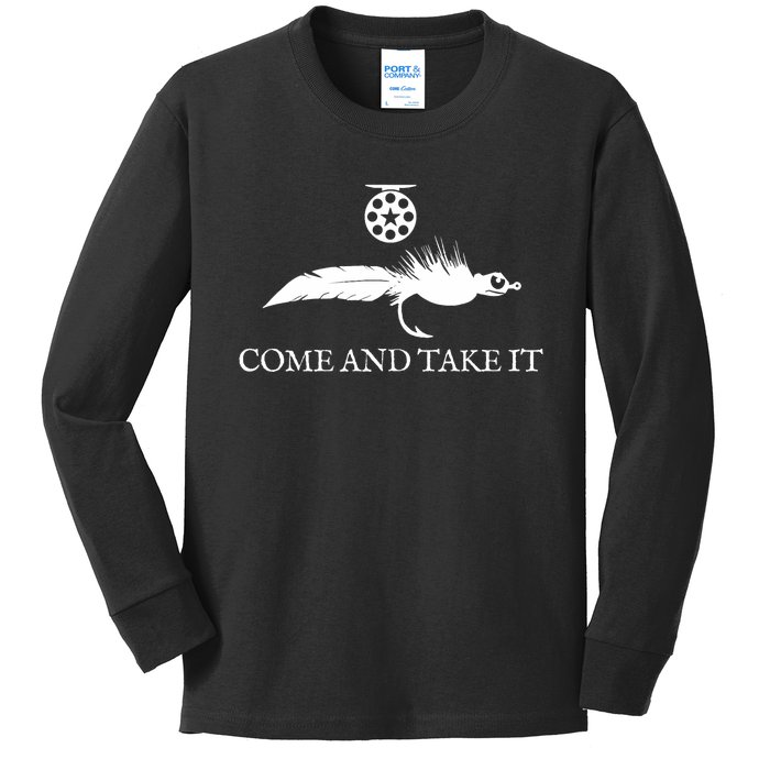 Come And Take It Fly Fishing Lure Kids Long Sleeve Shirt