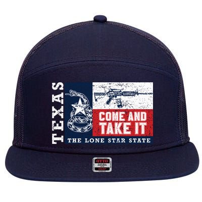 Come And Take It 2nd Amendment Guns Texas Don't Tread On Me 7 Panel Mesh Trucker Snapback Hat
