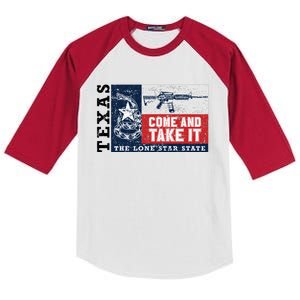 Come And Take It 2nd Amendment Guns Texas Don't Tread On Me Kids Colorblock Raglan Jersey