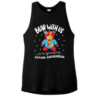 Cute Autism Teddy Bear boy Autism Awareness Month Puzzle Ladies PosiCharge Tri-Blend Wicking Tank