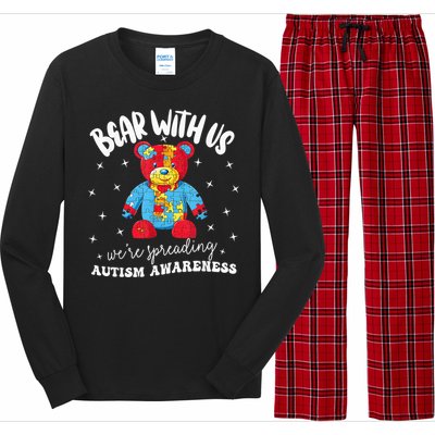 Cute Autism Teddy Bear boy Autism Awareness Month Puzzle Long Sleeve Pajama Set