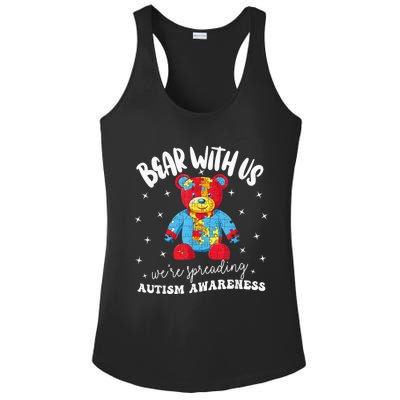 Cute Autism Teddy Bear boy Autism Awareness Month Puzzle Ladies PosiCharge Competitor Racerback Tank