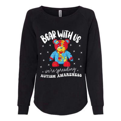 Cute Autism Teddy Bear boy Autism Awareness Month Puzzle Womens California Wash Sweatshirt