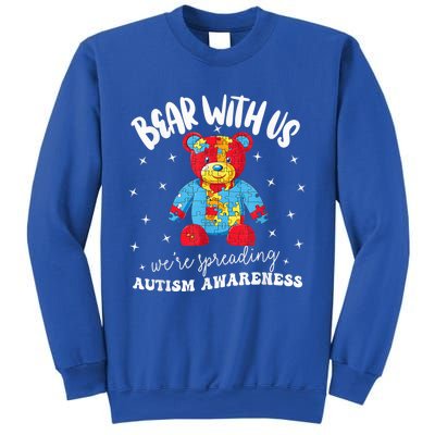 Cute Autism Teddy Bear boy Autism Awareness Month Puzzle Sweatshirt