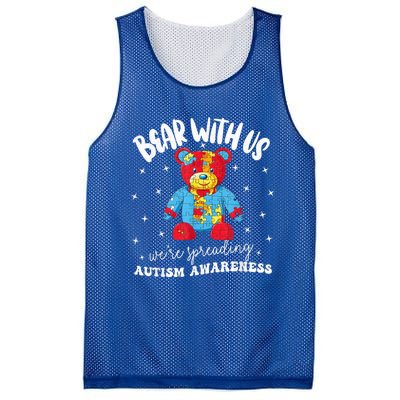 Cute Autism Teddy Bear boy Autism Awareness Month Puzzle Mesh Reversible Basketball Jersey Tank