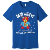 Cute Autism Teddy Bear boy Autism Awareness Month Puzzle Premium T-Shirt