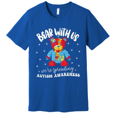 Cute Autism Teddy Bear boy Autism Awareness Month Puzzle Premium T-Shirt