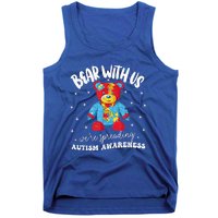 Cute Autism Teddy Bear boy Autism Awareness Month Puzzle Tank Top