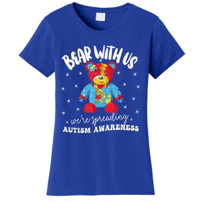 Cute Autism Teddy Bear boy Autism Awareness Month Puzzle Women's T-Shirt