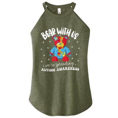 Cute Autism Teddy Bear boy Autism Awareness Month Puzzle Women's Perfect Tri Rocker Tank