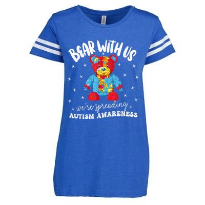 Cute Autism Teddy Bear boy Autism Awareness Month Puzzle Enza Ladies Jersey Football T-Shirt