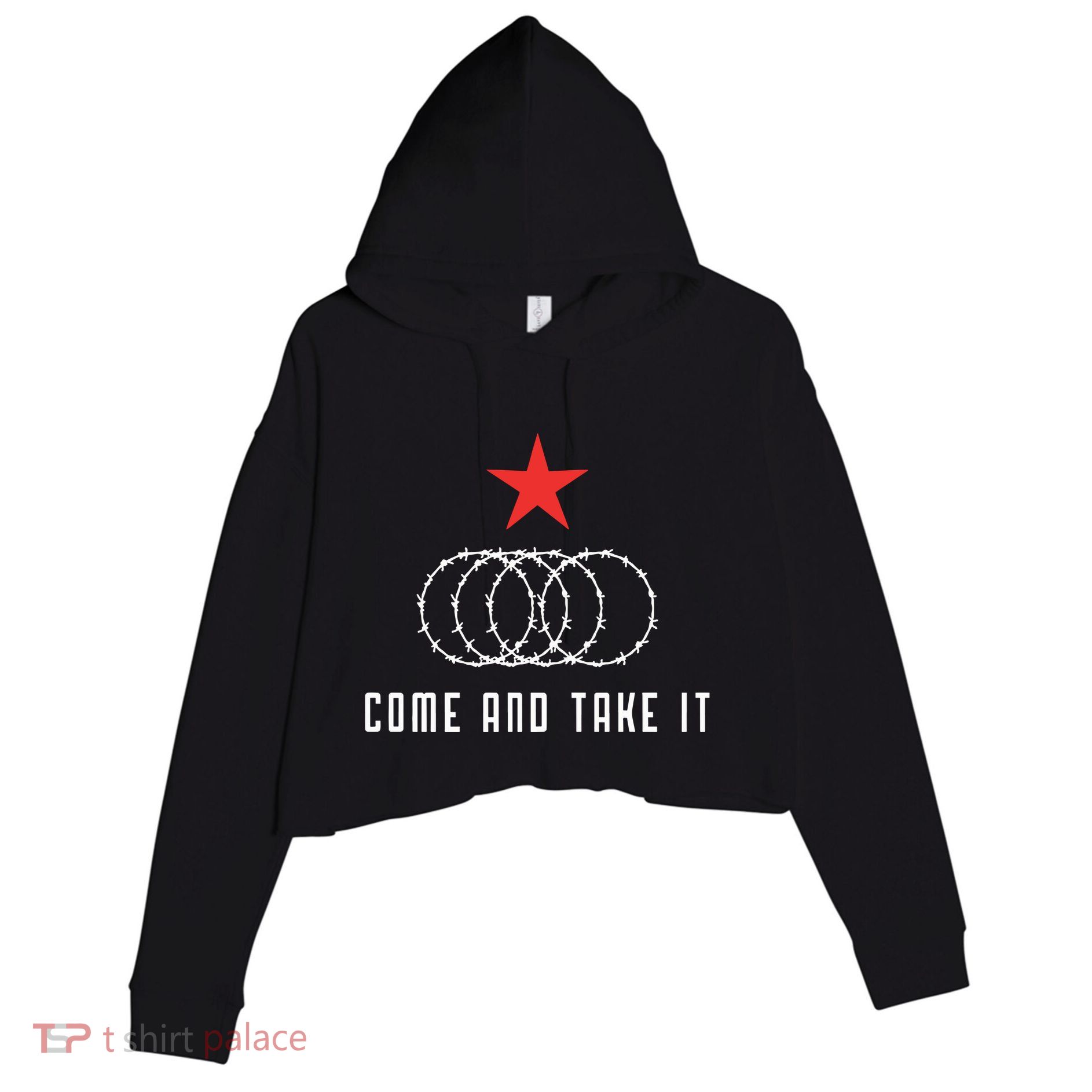 Come And Take It Texas Border Razor Wire Immigration Patriotic Crop Fleece Hoodie