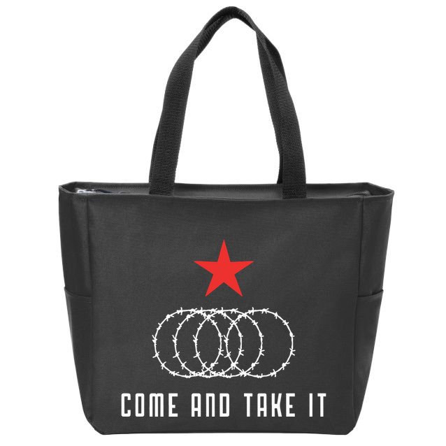 Come And Take It Texas Border Razor Wire Immigration Patriotic Zip Tote Bag