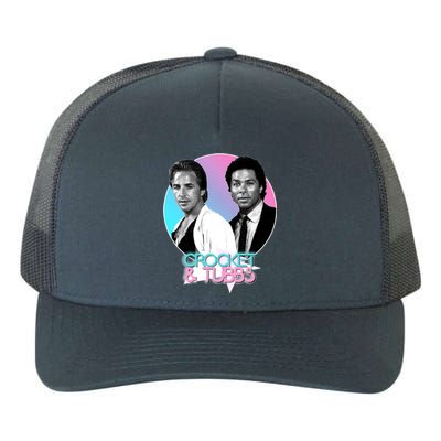 Crockett And Tubbs )( Retro Miami Vice 80s Tribute Yupoong Adult 5-Panel Trucker Hat