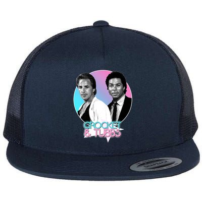 Crockett And Tubbs )( Retro Miami Vice 80s Tribute Flat Bill Trucker Hat