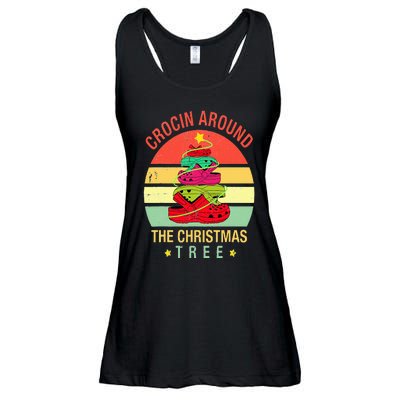 Crocin Around The Christmas Tree Funny Vintage Xmas Ladies Essential Flowy Tank