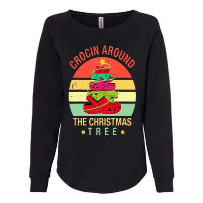 Crocin Around The Christmas Tree Funny Vintage Xmas Womens California Wash Sweatshirt