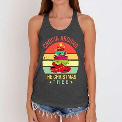 Crocin Around The Christmas Tree Funny Vintage Xmas Women's Knotted Racerback Tank