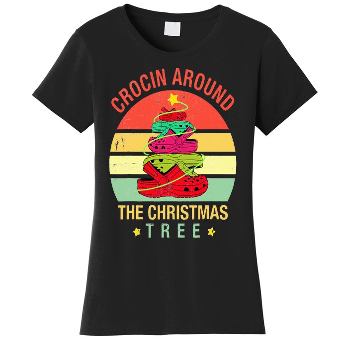 Crocin Around The Christmas Tree Funny Vintage Xmas Women's T-Shirt