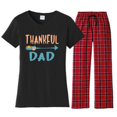 Cute Arrow Thankful Dad Funny Thanksgiving Day Gifts Women's Flannel Pajama Set